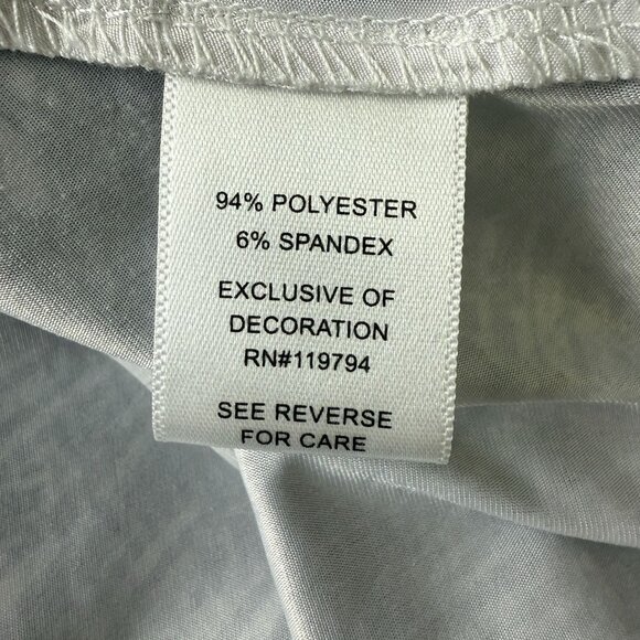 Apt. 9 Graphic Print Tunic Top 2X Sheer Lace Detail Black White Shark Bite Hem - Picture 9 of 11